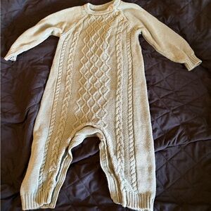 H&M Sage Green Cable Knit Baby One-Piece Footie